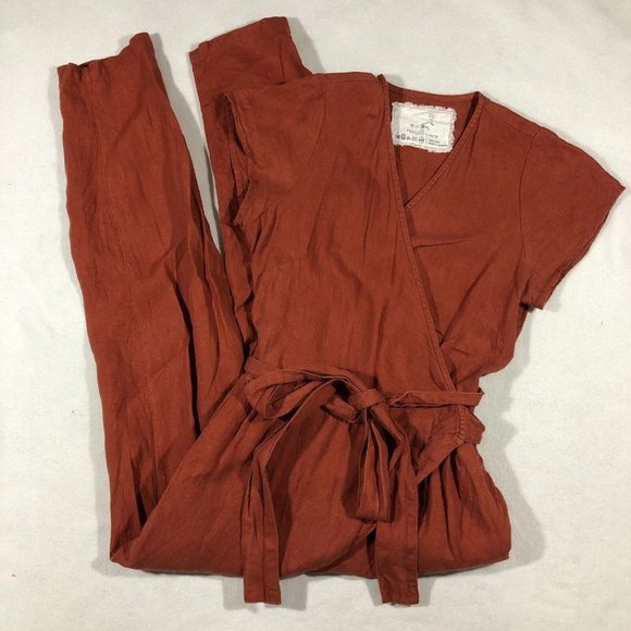 notPERFECTLINEN Pants - not Perfect Linen Womens S/M Small/Medium Margaret(?) Jumpsuit 100% Linen Rust